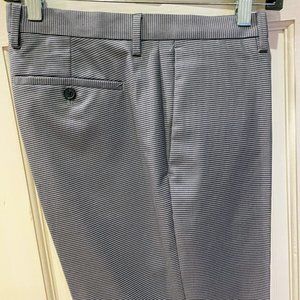 Banana Republic Grey and Black Houndstooth Slim Fit Stretch Cotton Dress Pant
